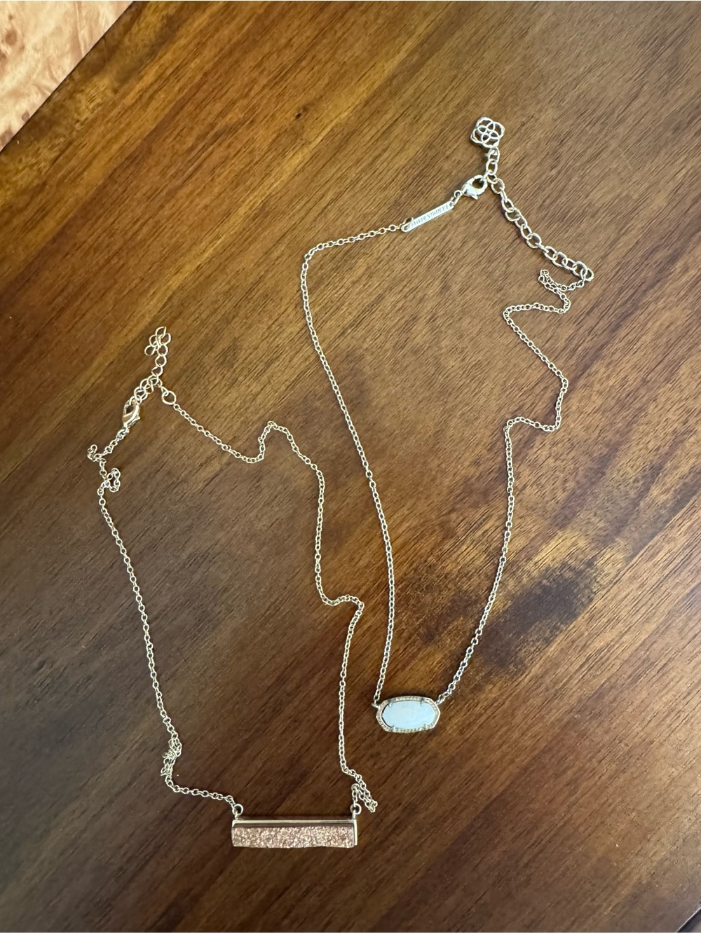 Kendra Scott Gold Layered Necklace Set with White and Rose Glitter Accents